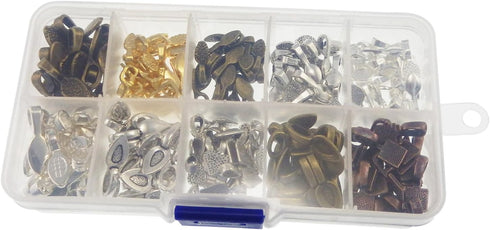 200pcs Mixed 10 Styles Tibetan Silver Bronze Gold Glue on Bail Tag for Jewelry Making Crafting...