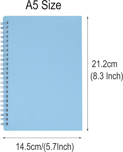 Yansanido Spiral Notebook, 6 Pcs A5 Thick Plastic Hardcover 8mm Ruled 6 Color 80 Sheets -160 Pages Journals for Study and Notes (6 colors, A5 5.7"...