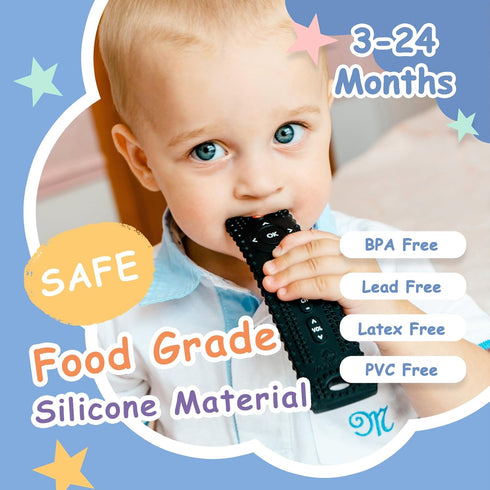 Baby Teether 2 Pack Teething Toys for Babies 3-24 Months Remote Control Shape Silicone Teethers Stuff Essentials Gifts for Toddler Infant Boy and ...