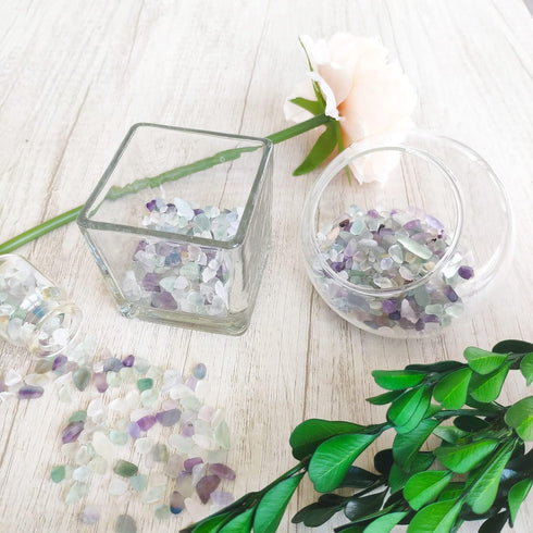 Crystal Fluorite Vase Filler, 0.22lbs, Polished Healing Chips for Decoration, Fish Tank Gravel, Succulent Plants, Home Decor...