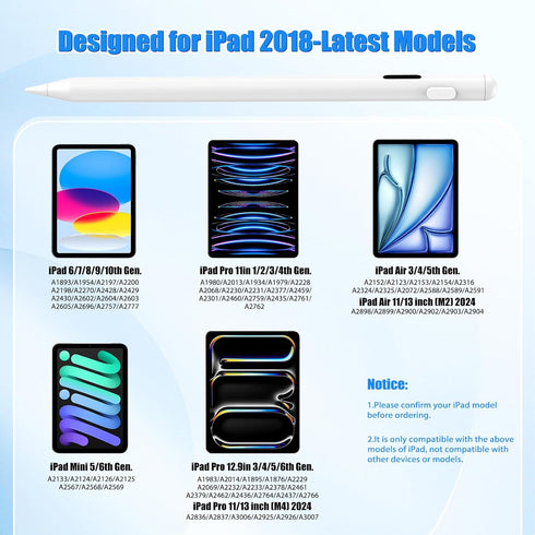 TiMOVO Stylus Pen for iPad, Apple Pencil USB C Fast Charge, Palm Rejection for 2018-2024 Apple iPad Pro 13/12.9/11'', iPad 10/9/8/7/6th Gen, iPad ...