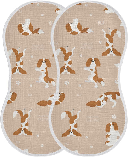 Yoga Cavalier King Charles Spaniel Dog Muslin Burp Cloths for Baby 2 Pack 100% Cotton Baby Washcloths Bibs for Boy Girl...