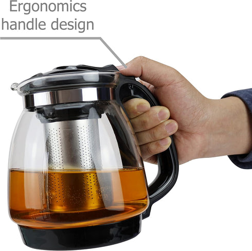 Glass Teapot with Removable Infuser & Protection Base, Tea Maker Serving Pot for Blooming Tea Loose Leaf Tea - 1350ml/47oz...