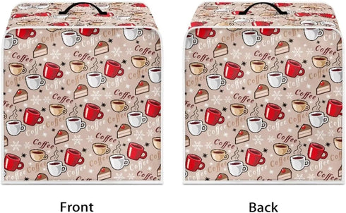 Coffee Printed Coffee Maker Cover with Top Handle, Foldable Large Appliances Cover Dustproof Washable Protective Cover Fits Kitchen Bar Home Dinin...