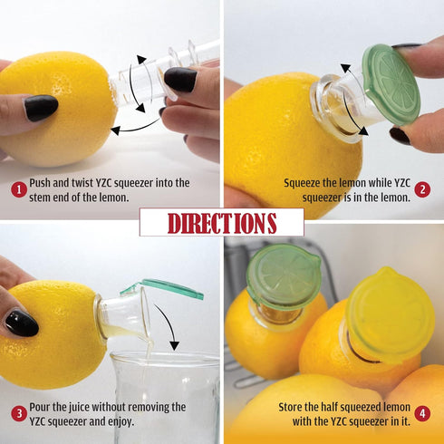 YZC Lemon Squeezer – 2-Pack Lemon-Juicer – BPA-Free Plastic Lime Juicer– Compact Juice Extractor Citrus Press with Lid – Squeeze Lime for Cocktail...