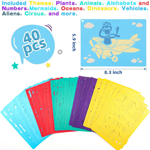 40pcs Plastic Drawing Stencils Set, Stencils for Kids with Over 400+ Different Patterns are The Gift for Boys and Girls...