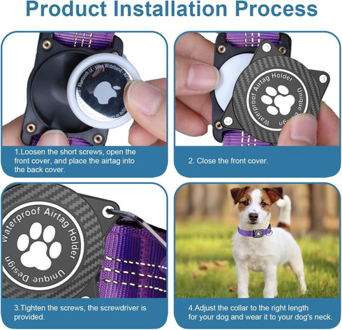 Airtag Dog Collar, Waterproof Air Tag Holder Dog Collar, Luminous & Reflective, Comfortable Padded, Adjustable Pet Collar for Small Medium Large H...
