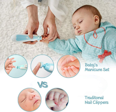 Baby Nail Trimmer File with Light Safe Electric Nail Clippers Kit for Newborn Infant Toddler Kids Toes and Fingernails Care, Polish and Trim Batte...