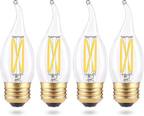Candelabra Led Light Bulbs Dimmable, E26 Led Bulb 40 Watt Equivalent, 4W CA10 Flame Tip Chandelier Light Bulbs, 3000K Soft Warm White Candle Light...