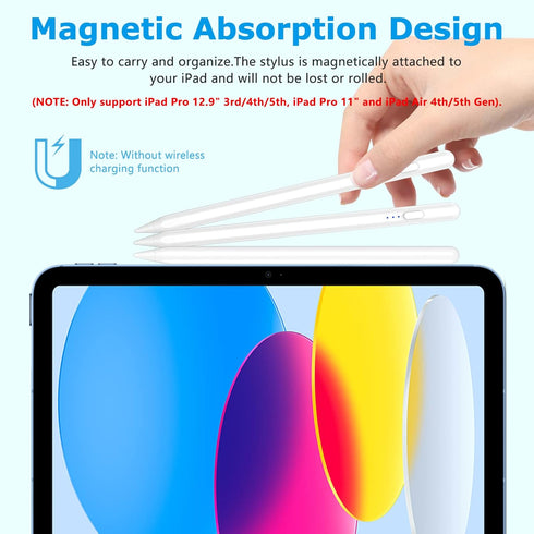 Stylus Pen for iPad 9th&10th, Apple Pencil 2nd Gen with Palm Rejection & Fast Charge, Ipad Pencil Compatible with Apple iPad 8th/7th/6th Gen, iPad...