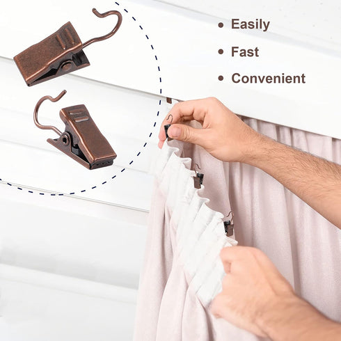 JANYUN 30 Pack Mini Heavy-Duty Hook Clip Set Curtain Clips for Photos Home Decoration Art Craft Display (Copper)...