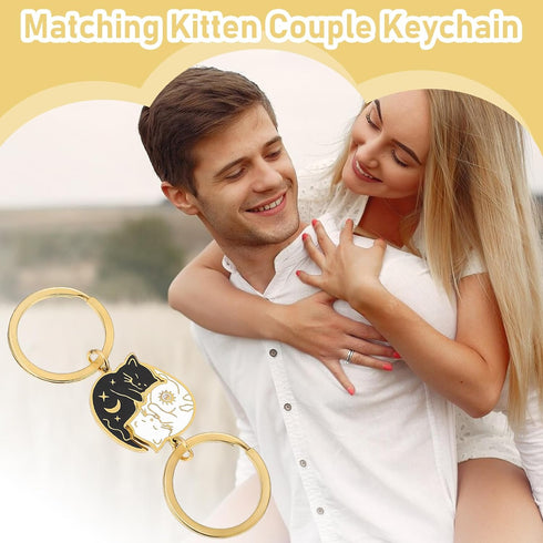 2PCS Cute Cat Keychain, Couples Matching Gifts BFF Frindship Gifts Keyring Boyfriend Girlfriend Anniversary...