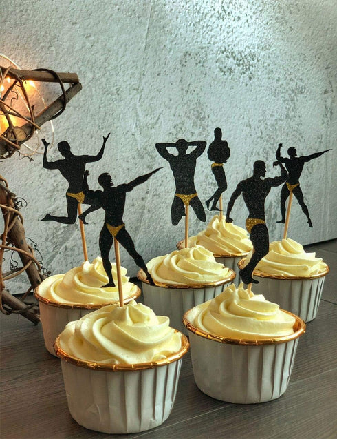 36 PCS Male Dancers Beefcake Cupcake Toppers,Bachelorette Cupcake Toppers Picks, Hen Party Decoration Supplies...