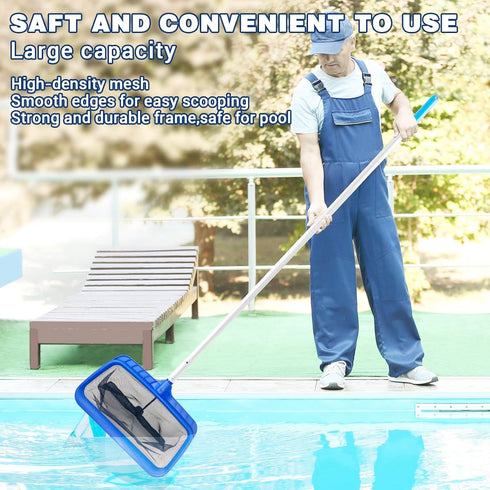 Pool Skimmer Net, Fine Mesh Pool Leaf Net with Durable Deep Net, Larger Capacity Leaf Skimmer Net for Pool Cleaning, Debris Pickup Removal, Easy S...