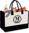 BeeGreen Monogram Initial Canvas Bag with Inner Zipper Pocket Embroidery Personalized Tote for Mom Teacher Friend...