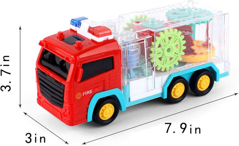 Transparent Electric Gear Toy with Flashing Lights and Music Lights fire fighting truck Infant Tummy Time Toys 3 4 5 6 7 8 9 10 11 12 Boy girl 12-...