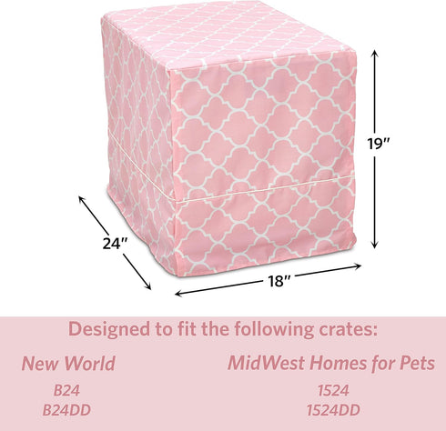 New World Pet Products Dog Crate Cover Featuring Teflon Fabric Protector, Dog Crate Cover Fits Midwest 24-Inch Dog Crates, Pink Designer Pattern...