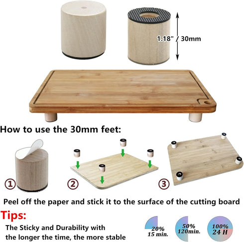 Feet for Cutting Board, Non Slip Feet Wooden Foot, Self Adhesive Feet for Cutting Board Appliance...