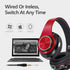 Bluetooth Headphones Over Ear Headphones with Deep Bass LED Foldable Stereo Headphones, Wired and Wireless Headset for Smart Phone/TV/PC(Red/Black...
