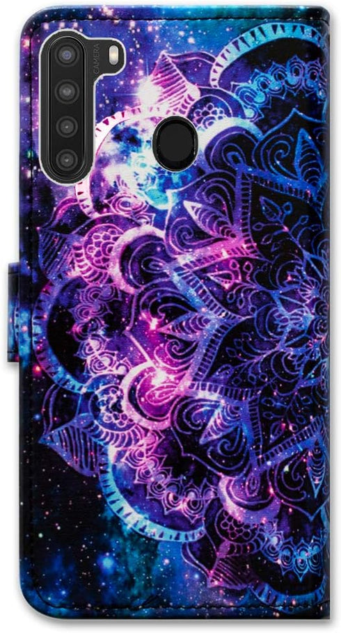 Case for Galaxy A21, Purple Mandala Galaxy Sky Leather Flip Case Wallet Cover with Card Slot Holder Kickstand for Samsung Galaxy A21 2020...