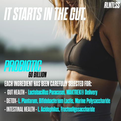 RLNTLSS - Probiotic 60 Billion CFU - 4 Strain Blend - Premium Supplement - Men and Women - Shelf Stable Probiotic Capsule - Probiotic and Prebioti...