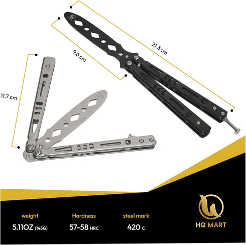 Pack of 2 Butterfly Knife Trainer Set with Pouches - Master Knife Tricks with Balisong Knife Trainer Stainless Steel Training Butterfly Knife...