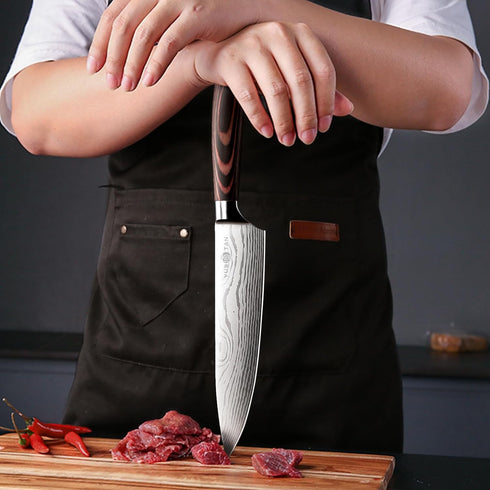 Japanese Chef Knife, Professional 8 Inch Kitchen Knife, Japanese High Carbon Stainless Steel Super Sharp Cooking Knives and Ergonomic Solid Wood H...