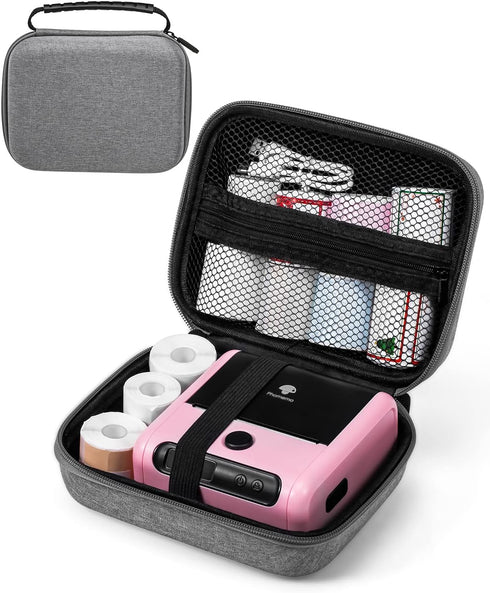 Memoking Travel Case for M220 M200 Label Maker T02 Sticker Printer,Case for M110 M200 M220 M221 Label Printer - Storage Holder Tape Paper Roll & U...