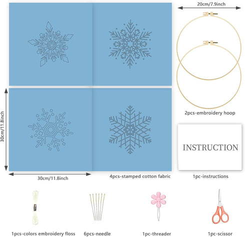INFUNLY 4 Pack Snowflake Embroidery Kits Cross Stitch Kits for Beginners Adults Christmas Needlepoint Starter Kit with Instructions for Thanksgivi...