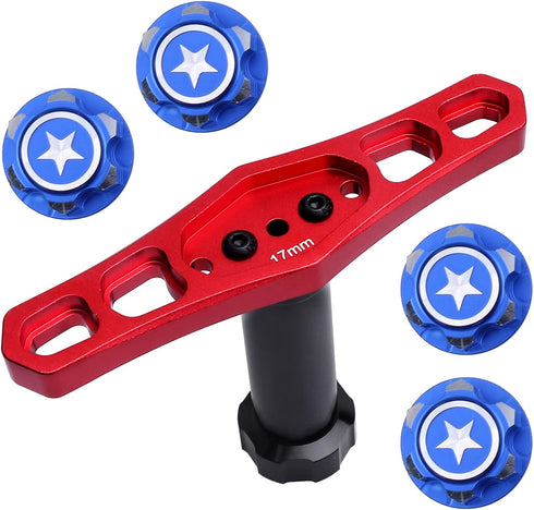 17mm Wheel Nuts & 17mm Hex Wheel Wrench Tool for Traxxas X-Maxx E Revo Summit T-Maxx RC Monster Truck Wheels Tires (4-Pack) (Blue Nut)...