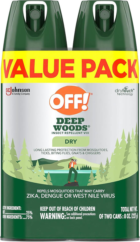 OFF! Deep Woods Insect Repellent Aerosol, Dry, Non-Greasy Formula, Bug Spray with Long Lasting Protection from Mosquitoes, 4 Oz, 2 Count...