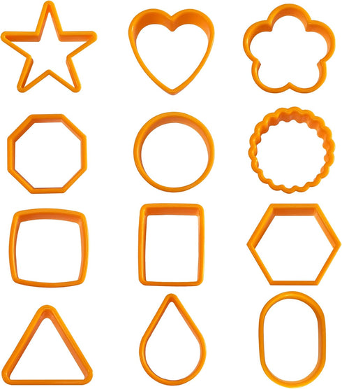XIPEGPA 12PCS Color Plastic Cookie Cutters Heart Star Triangle for Vegetable Fruit Cutters...