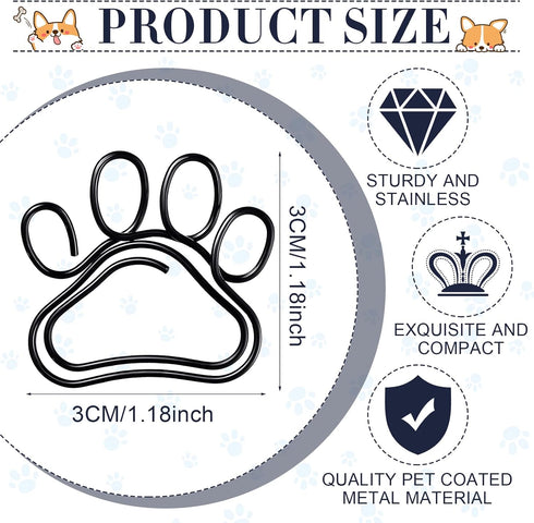 50 Pcs Paw Paper Clips Mini Cute Dog Shape Paper Clips Dog Lover Gifts Cat Paw Paper Clips Fun Paperclips Animal Bookmark for Work School Kids Stu...