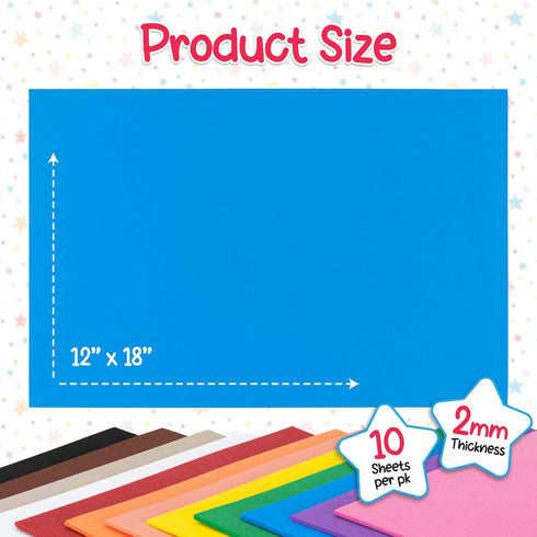 Hygloss Sheets Colorful Foam for DIY Arts & Craft, 12” x 18”, Blue, 10 Piece...
