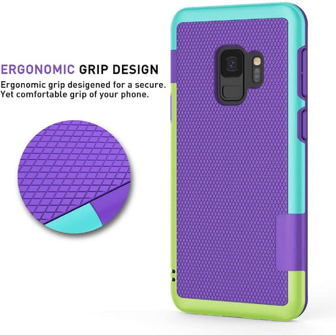 Jeylly S9 Case, Galaxy S9 Case with 2 Pack HD Soft Screen Protector, Contrasting Colors Ultra Slim One-Piece Anti-Slip Rugged Soft TPU Bumper Shoc...