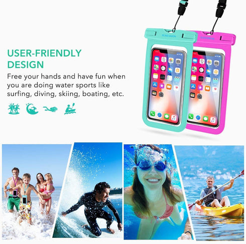 Universal Waterproof Pouch, 2-Pack Waterproof Phone Lanyard Case Neck Strap Dry Bag for iPhone 15 14 13 12 11 Pro Plus Max Galaxy S24 S23 S22 Goog...
