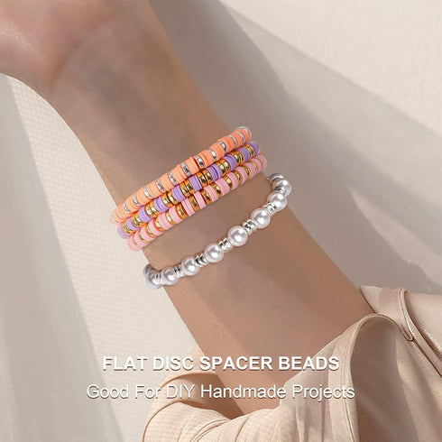 1500pcs 6mm Flat Round Spacer Beads Disc Loose Jewelry Making Beads for DIY Bracelet Necklace Earring Craft Supplies, Gold & Silver...