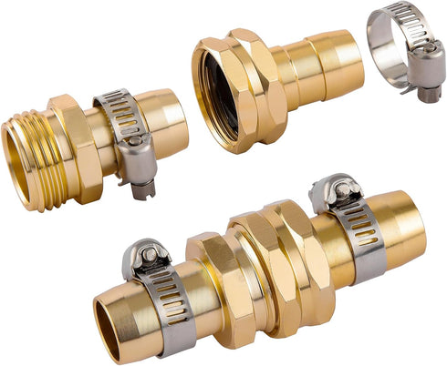 Garden Hose Repair Connector with Clamps, Fit for 3/4" or 5/8" Garden Hose Fitting, 2 Set...