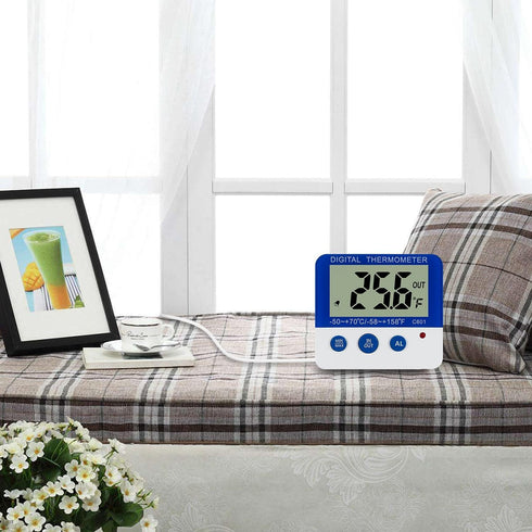 Digital Fridge Thermometer with Magnetic Mount & Stand Calibrated Freezer Thermometer with LED Alarm, Max/Min Memory, -58°F to 158°F Range for Hom...