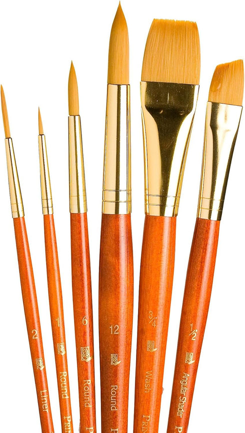 Princeton Art & Brush Synthetic Gold Taklon Real Value Brush Set, 6/Pkg...