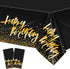 Aneco 2 Pack Happy Birthday Table Cloth Cover Black Gold Party Durable Tablecloth 54 x 108 Inches for Parties Birthdays Weddings...