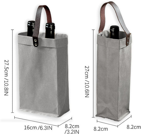 2 Pcs Wine Carrier Tote Bag Reusable Single Double Wine Bags for Wine Bottles Gifts for Birthday,Wedding,Picnic Party,Christmas...