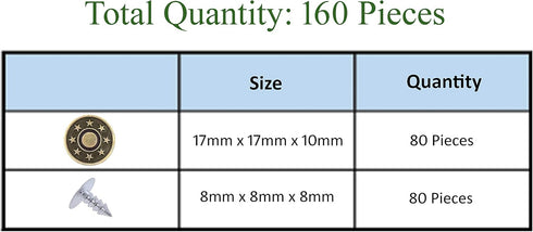 Mandala Crafts Jean Button Replacement Tack Button with Rivet Kit for Pants Suspenders Jackets Shorts Overalls 17mm 80 Sets Antique Brass 5/8 Inch...