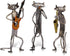 Too-arts A Playing Guitar Cat Metal Sculpture Iron Statue Handwork Handicrafts, 3 Funny Design...