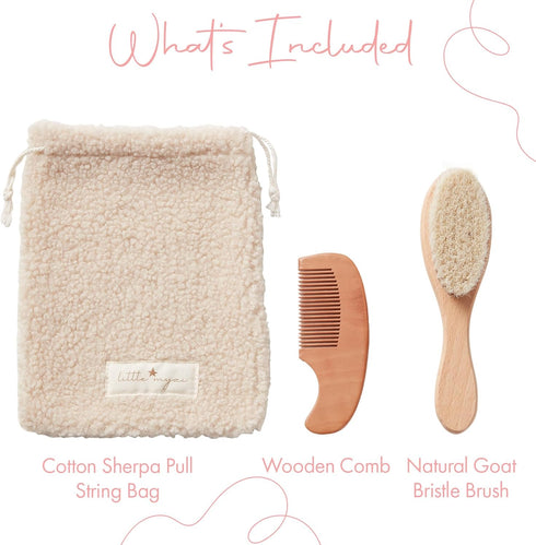 Baby Hair Brush Set – Soft Baby Brush Set for Newborns, Baby Comb and Brush Set Girl and Boy, Toddler Hair Brush and Toddler Comb - Baby Gift Set...