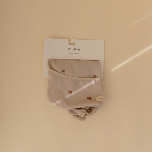 mushie Long Sleeve Baby Bib | Mess Free & Waterproof Fabric for Toddlers | Adjustable Fit for Ages 6-24 Months...