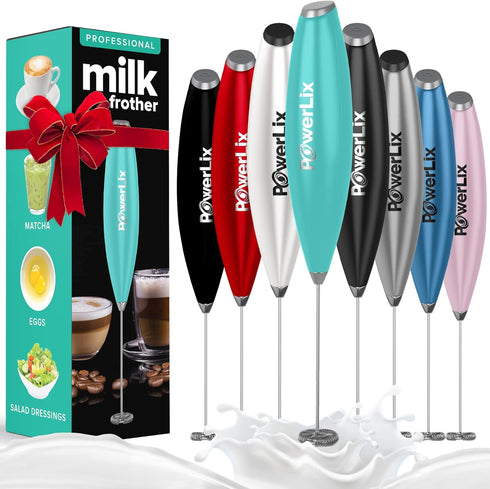 PowerLix Powerful Handheld Milk Frother With Stand Battery Operated Foam Maker Frother Wand For Coffee (A Black) (No Stand Aqua)...