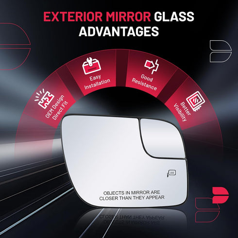 BDFHYK Passenger Right Side Heated Mirror Glass Compatible with 2011-2019 Explorer Side View Exterior Mirror with Backing Plate, Replaces BB5Z17K7...