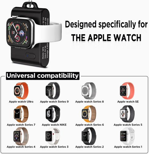 Portable Charger for Apple Watch, 2000mAh Wireless iWatch Portable Charger, Magnetic Power Bank Keychain Travel Smart Watch Charger for Apple Watc...