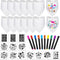 Jutom 38 Pcs DIY Baby Bibs Decorating Sets Includes 14 White Baby Bibs 10 Fabric Paint Markers 14 Stencils, 2 Ply Cotton Drool Bibs Plain Baby Sho...